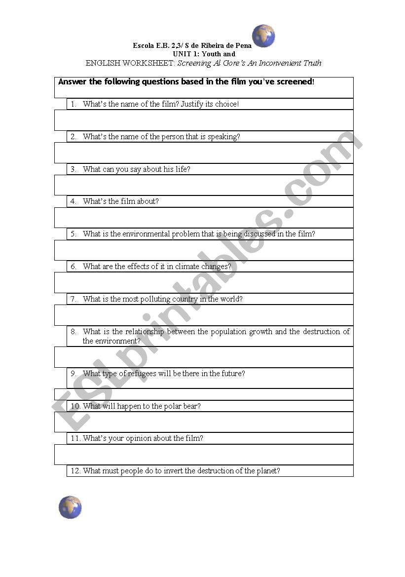 An Inconvenient Truth Worksheet