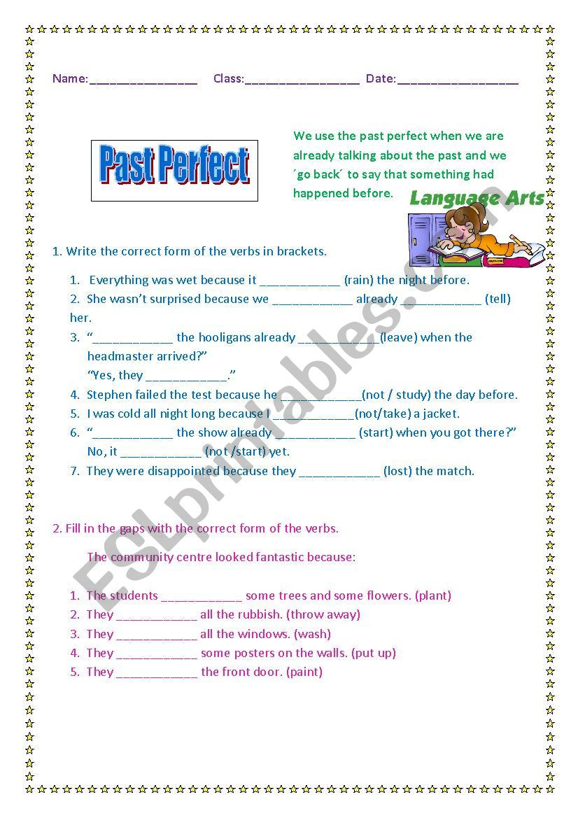 Past Perfective worksheet