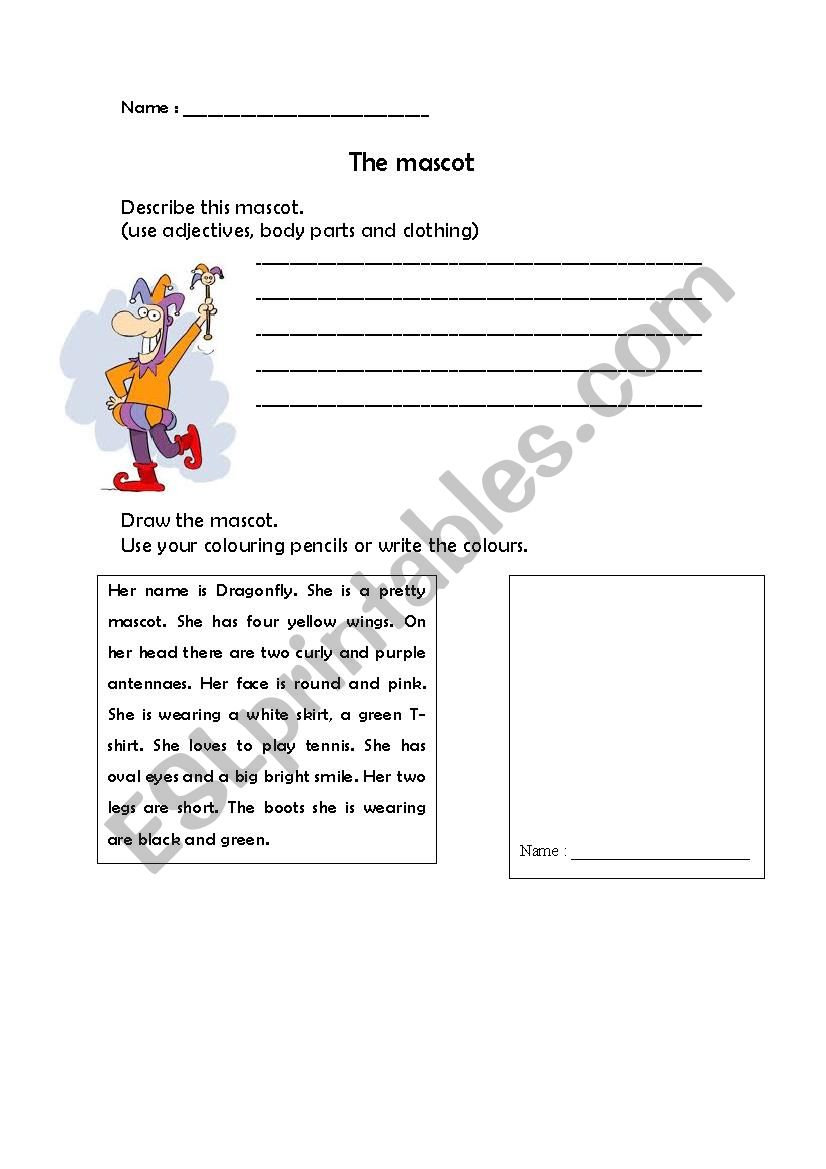 The mascot worksheet