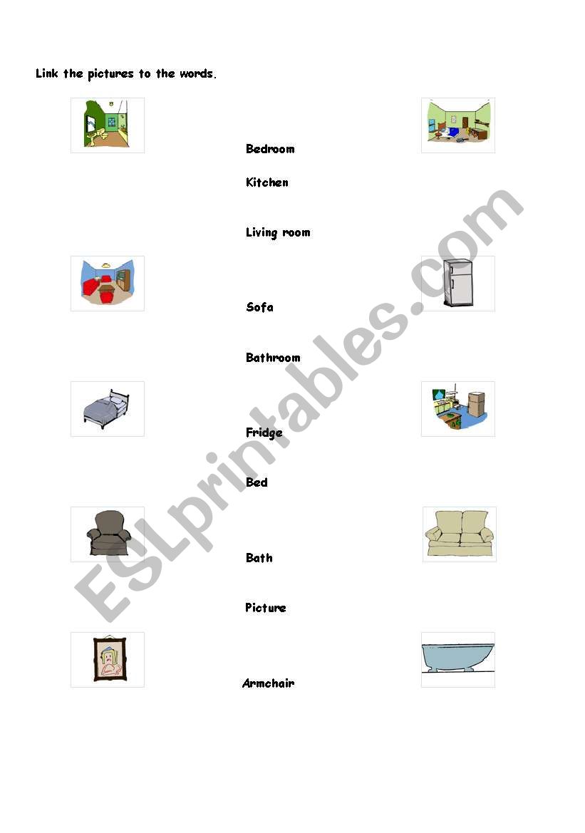 Rooms in a house worksheet