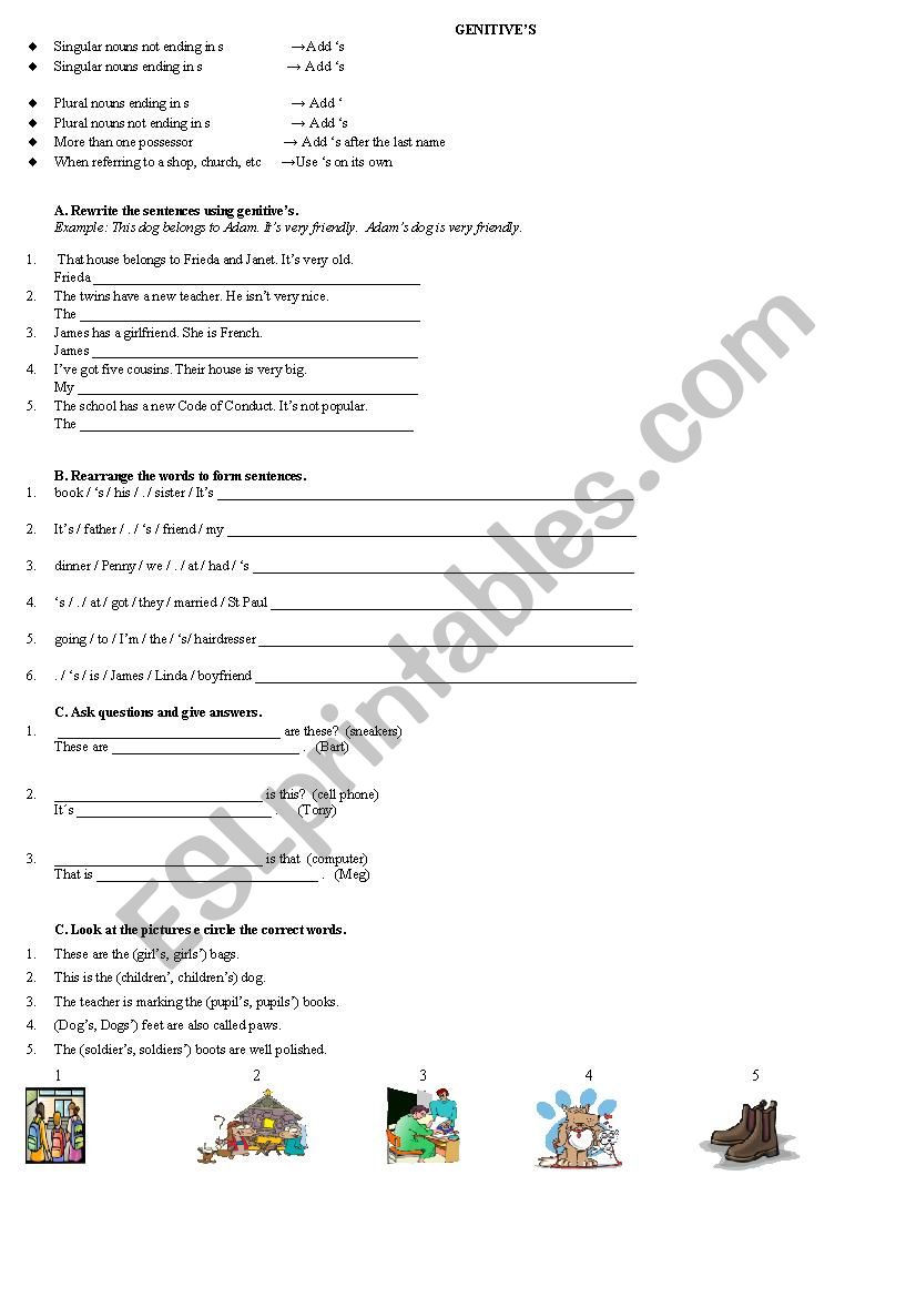 Genitive Case worksheet