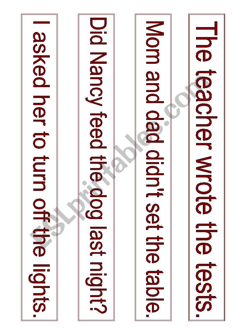 SENTENCE CARDS - PAST PASSIVE VOICE