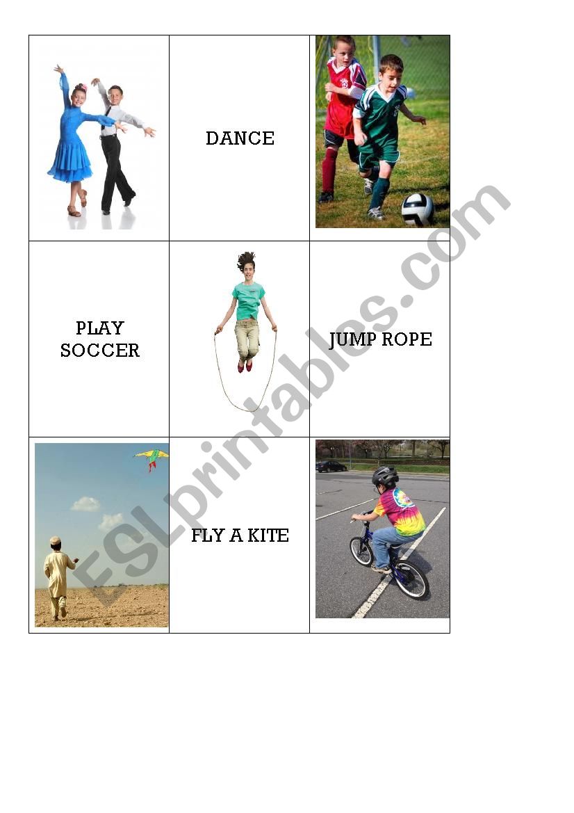 Memory Game about Activities worksheet