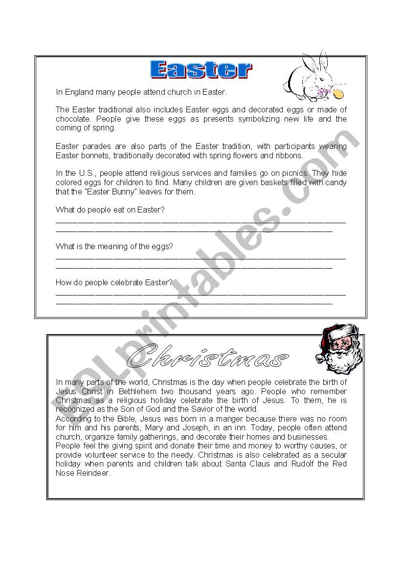 celebrations in Usa worksheet