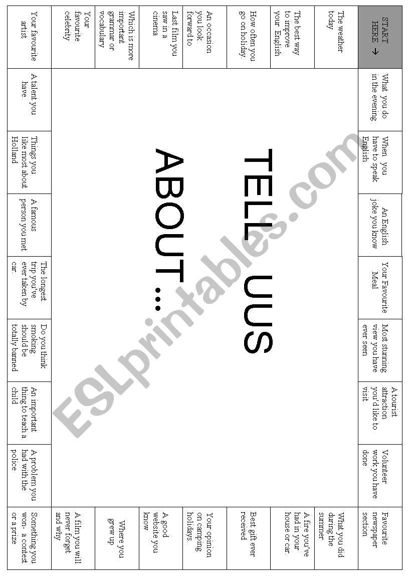 Conversation board worksheet