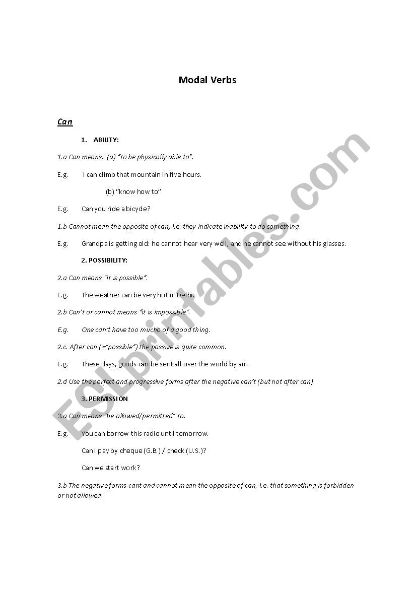 MODAL VERBS PRACTICE worksheet