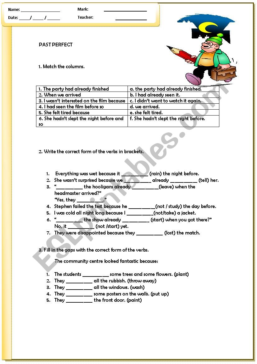 Past Perfect  worksheet