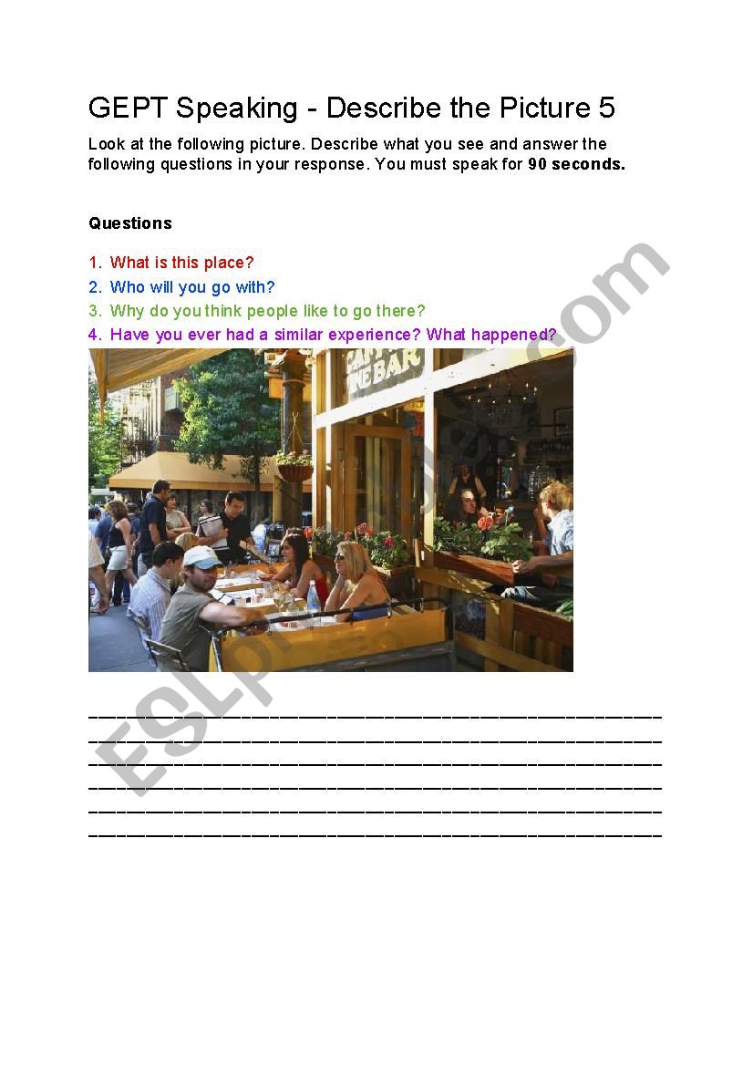 GEPT Picture Description 5 worksheet