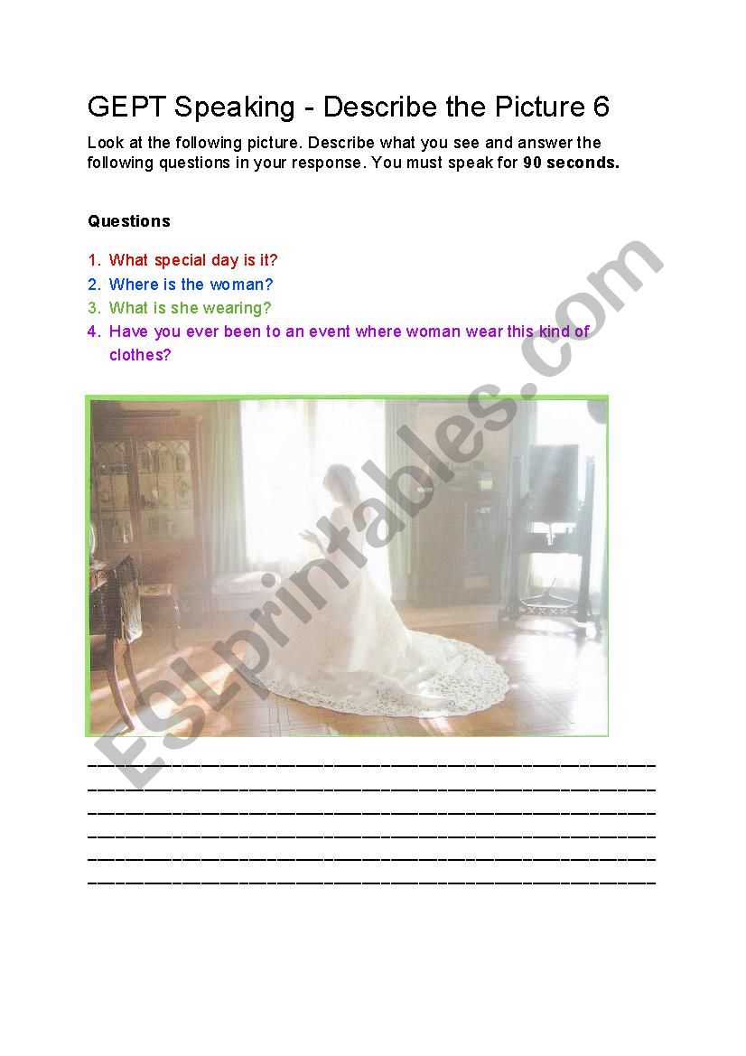 GEPT Picture Description 6 worksheet