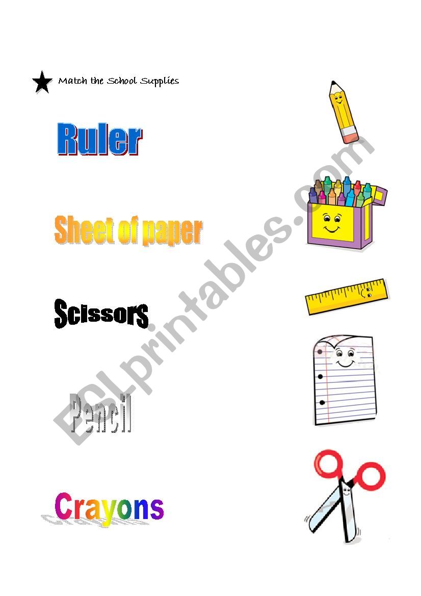 school supplies worksheet