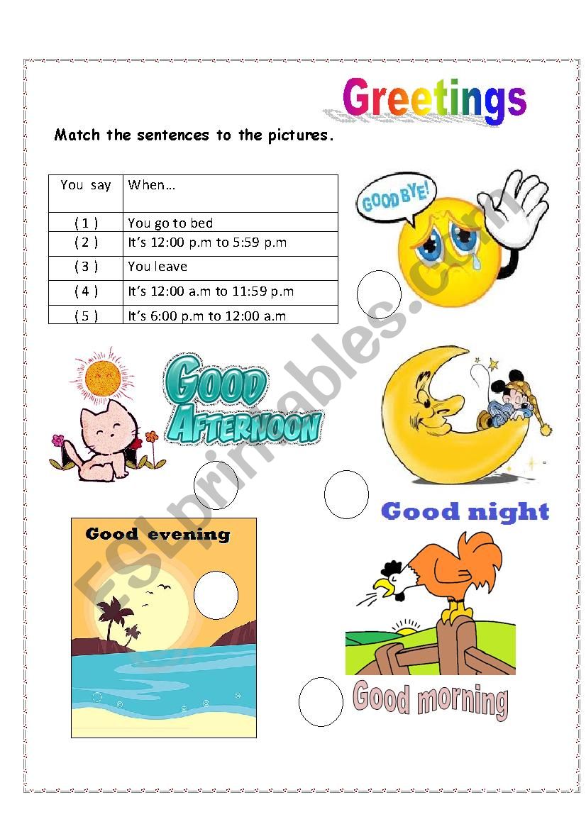 greetings worksheet