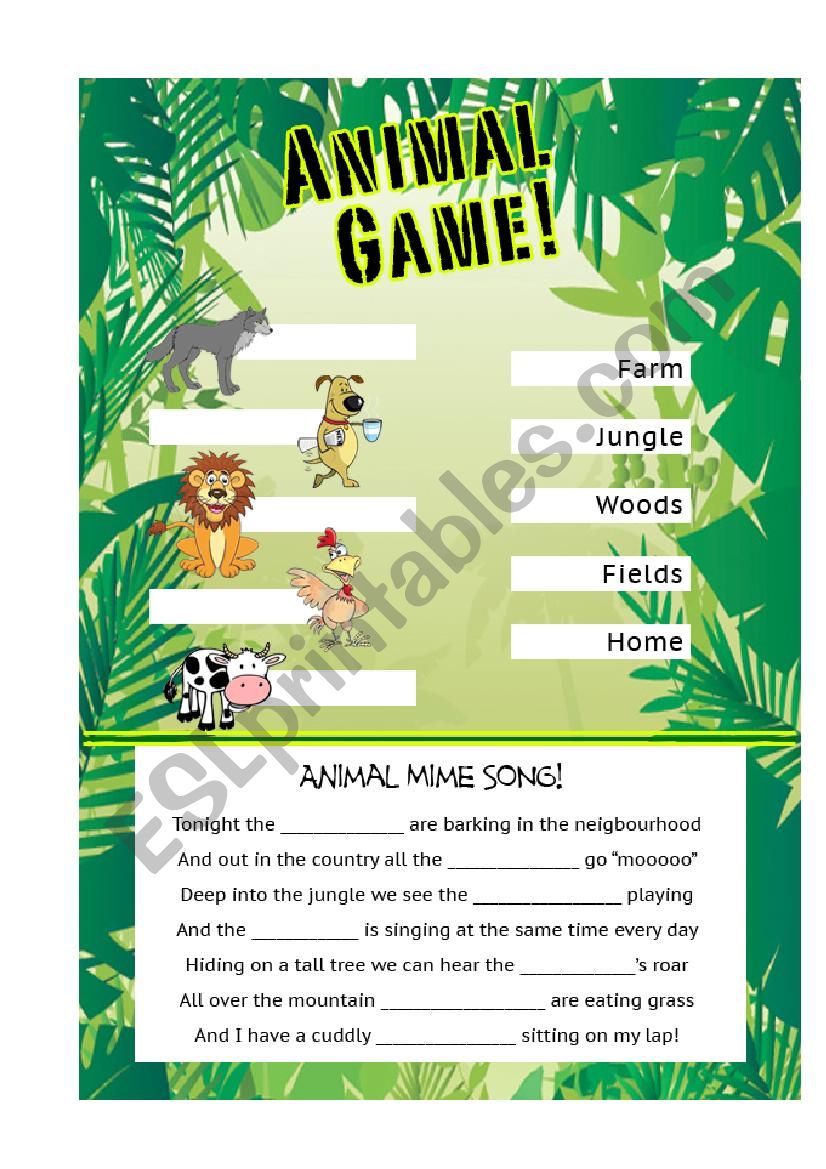 Animal Worksheet worksheet