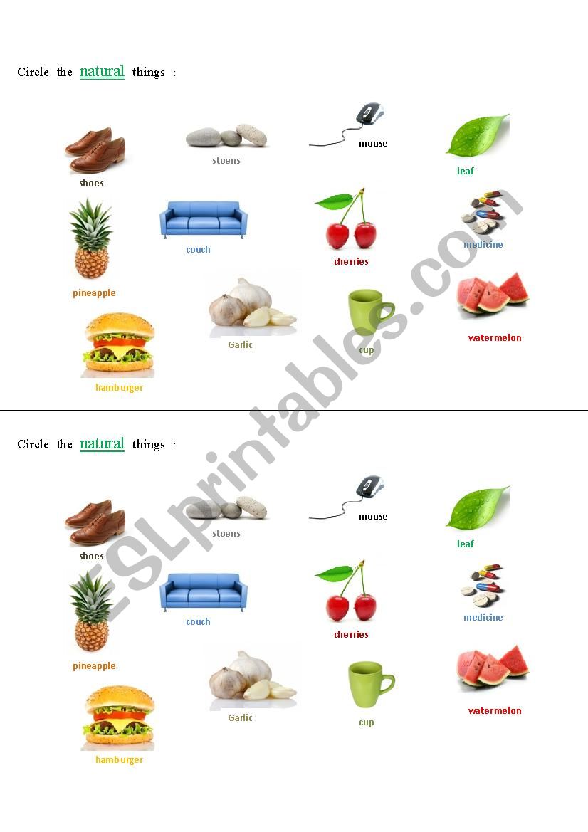 natural  worksheet