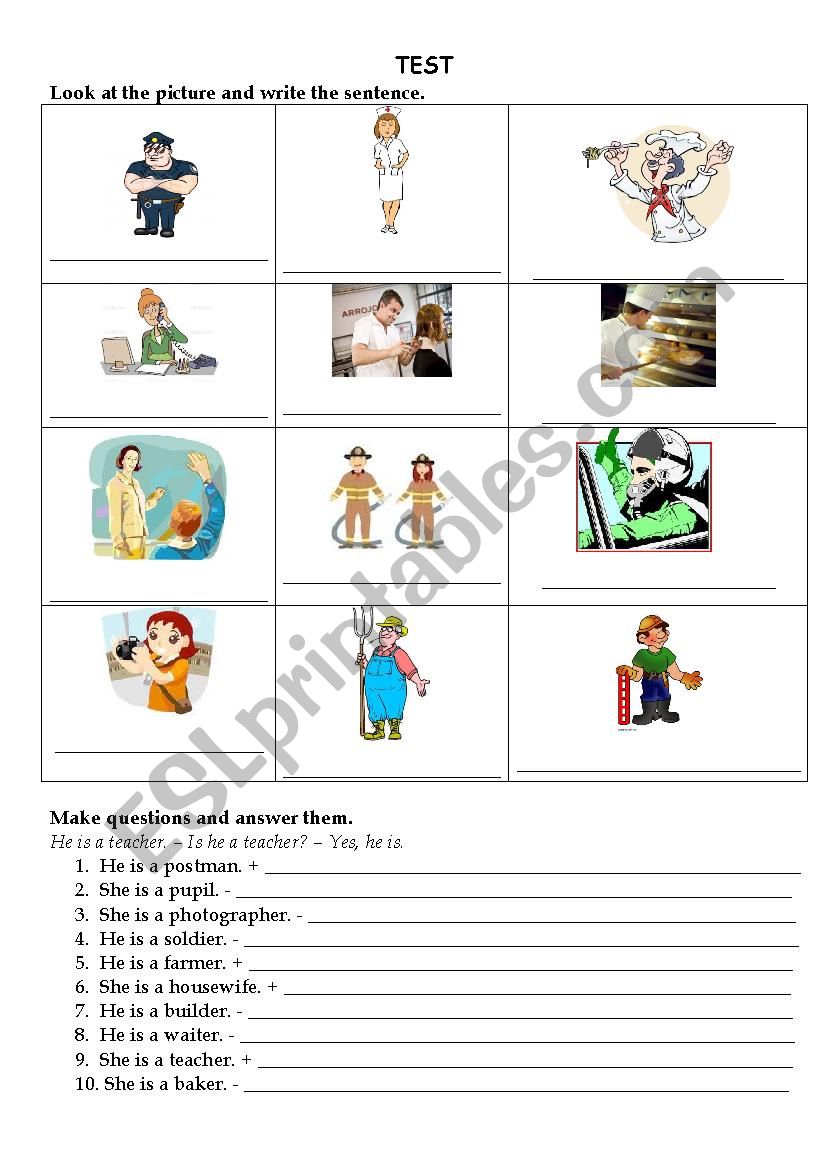 Test Jobs worksheet