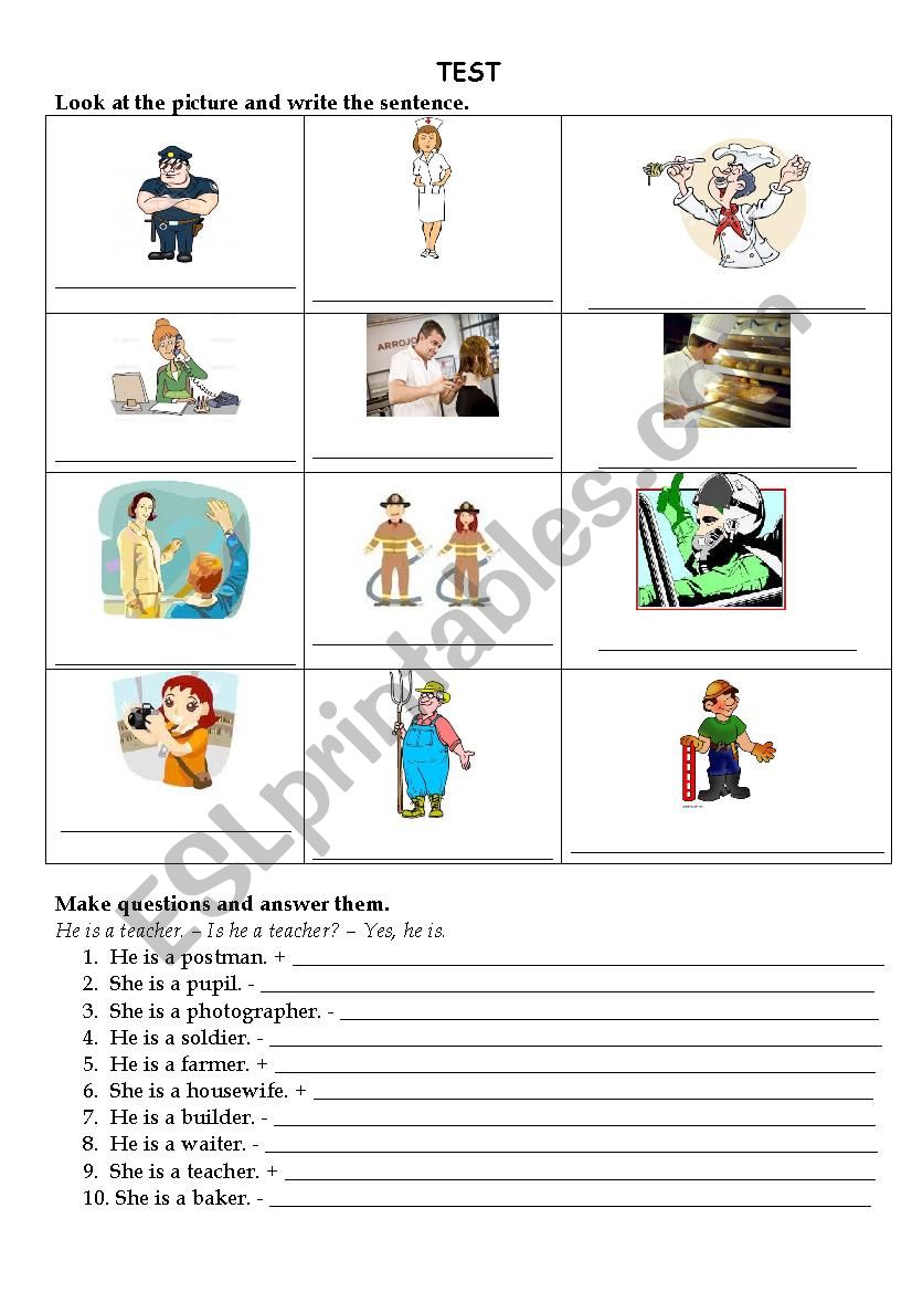 Test Jobs worksheet