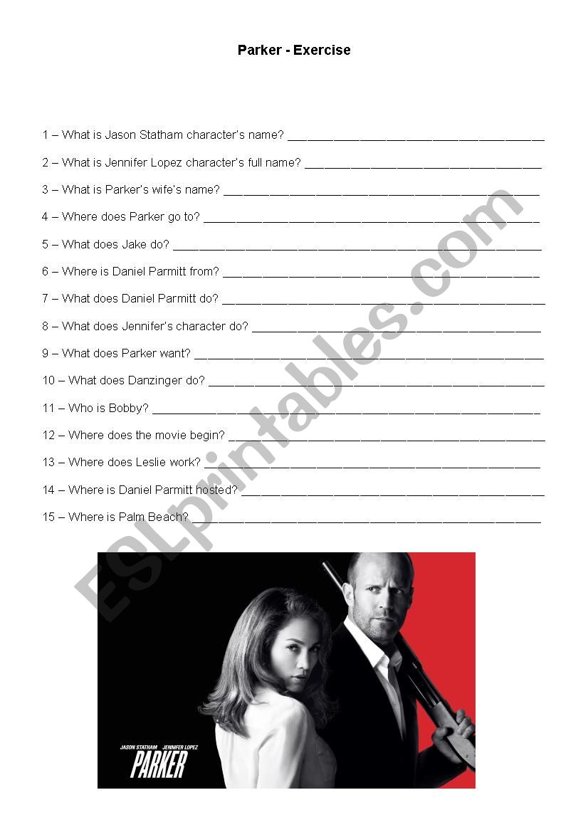 Parker - Movie Exercise worksheet