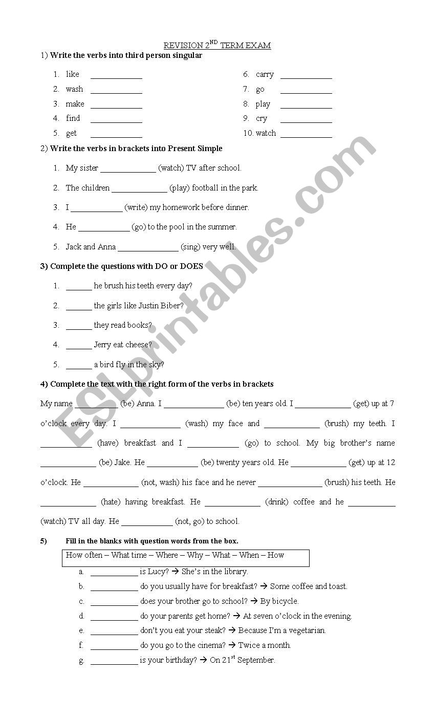 REVISION PART 1 worksheet