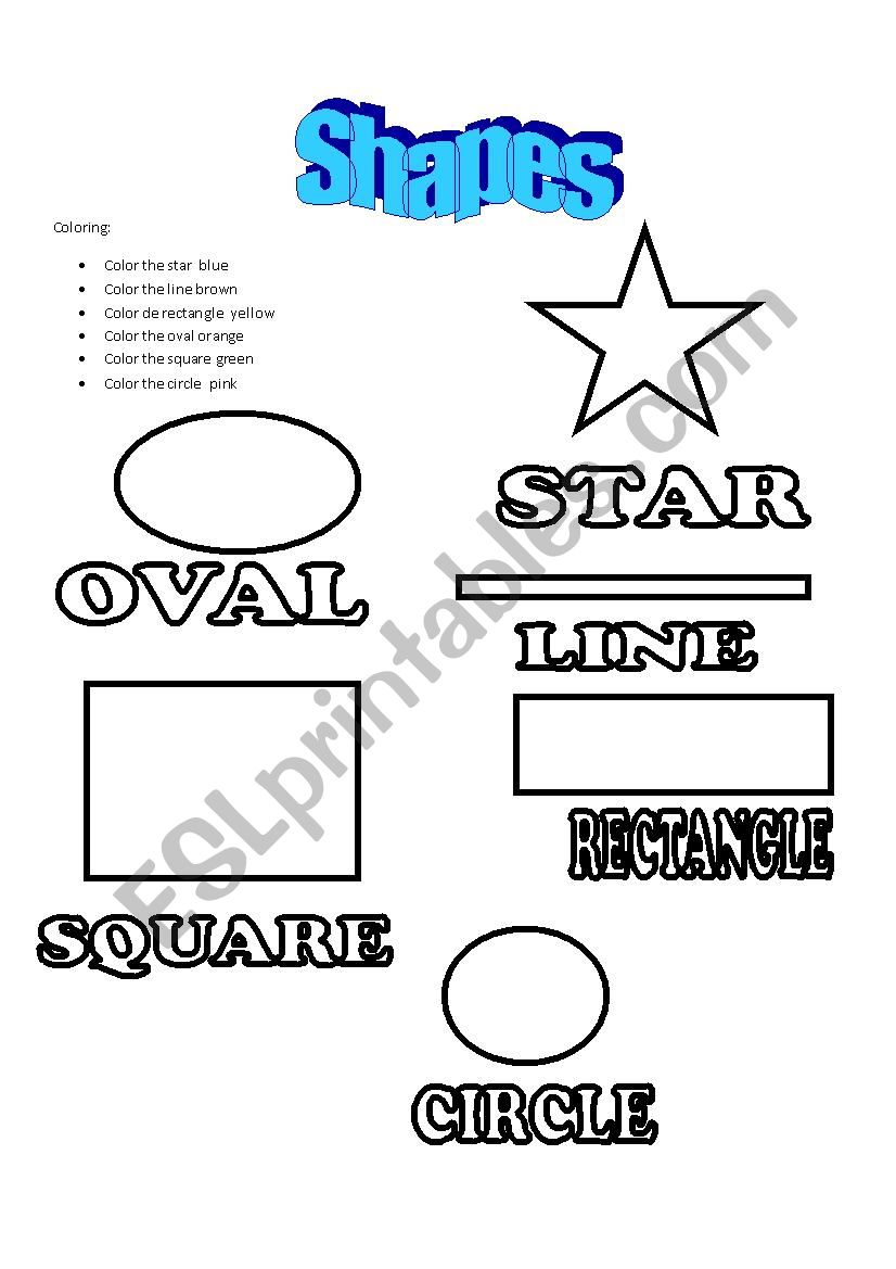 Shapes Flash card or  coloring  page