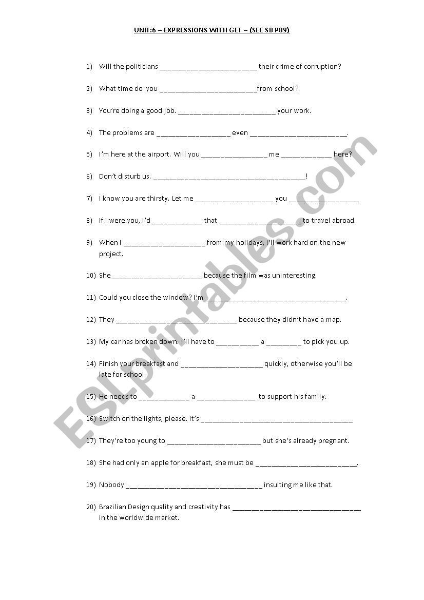 Expressions with GET worksheet