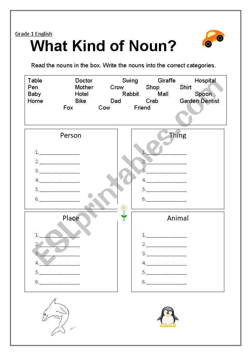 nouns grade 1 esl worksheet by parina