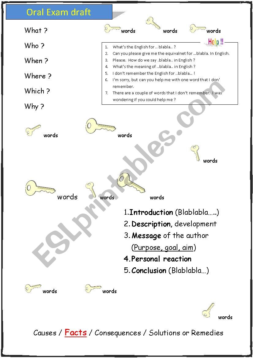 Oral Exam draft worksheet