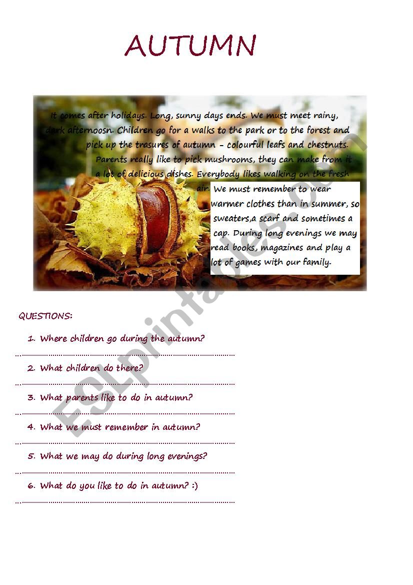 Autumn worksheet