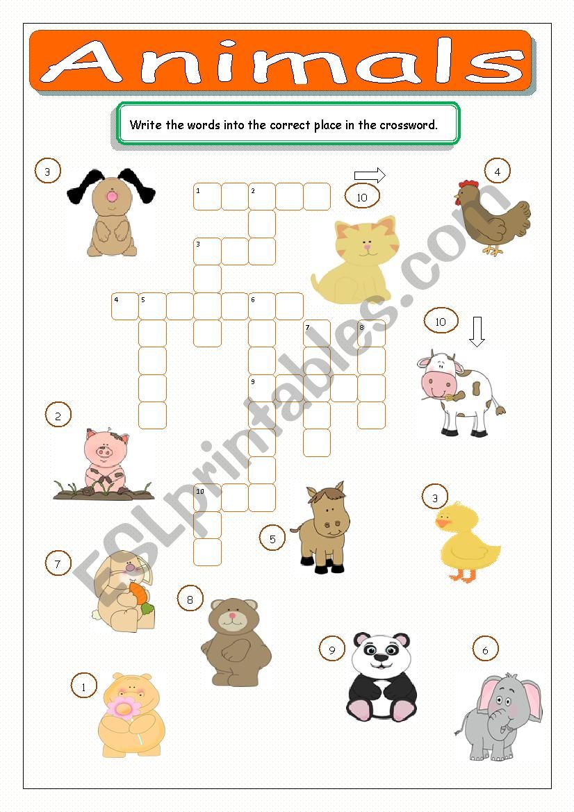 Animals Crossword worksheet