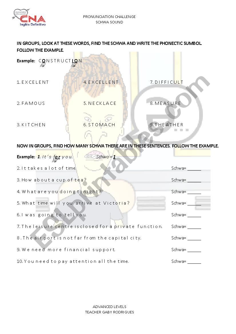 Schwa Sound Worksheet worksheet