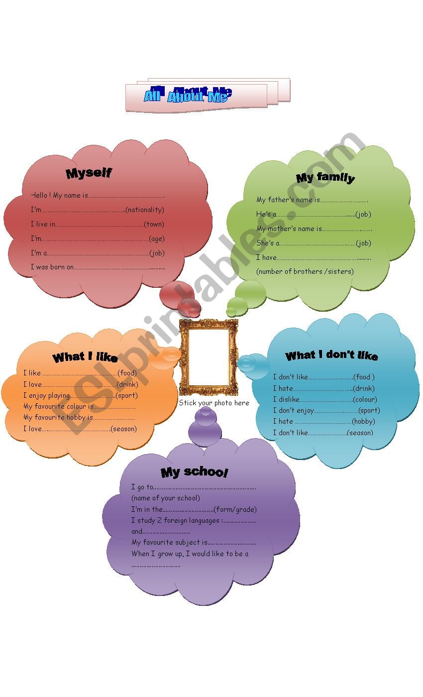 ALL ABOUT ME worksheet