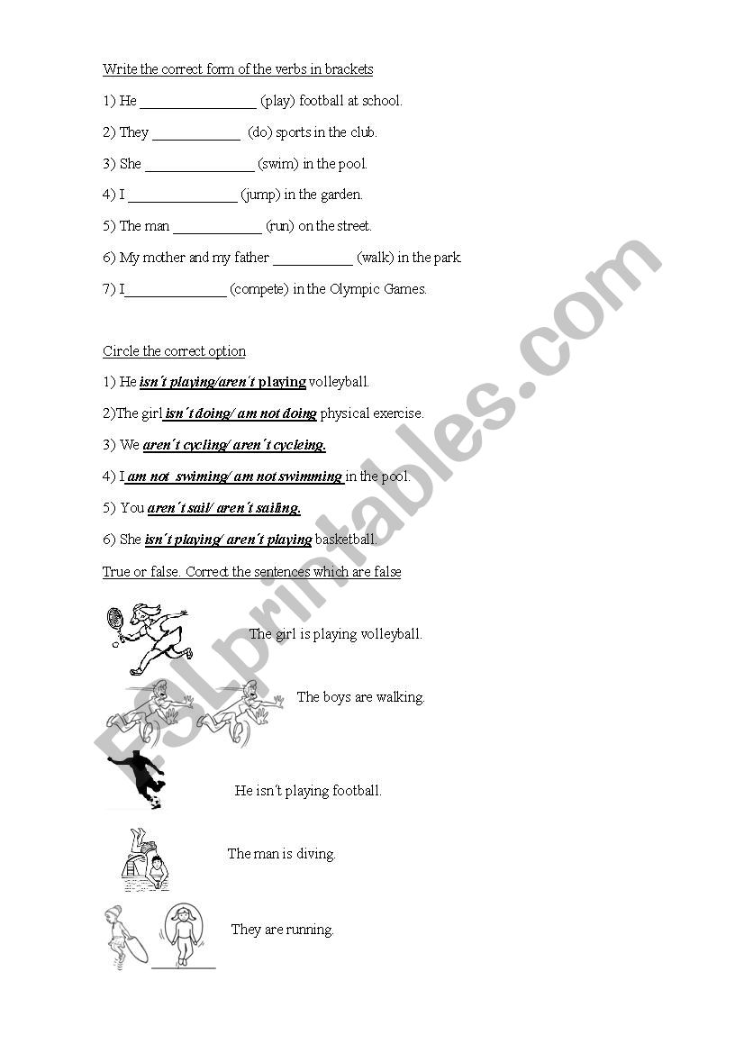 present continuous worksheet