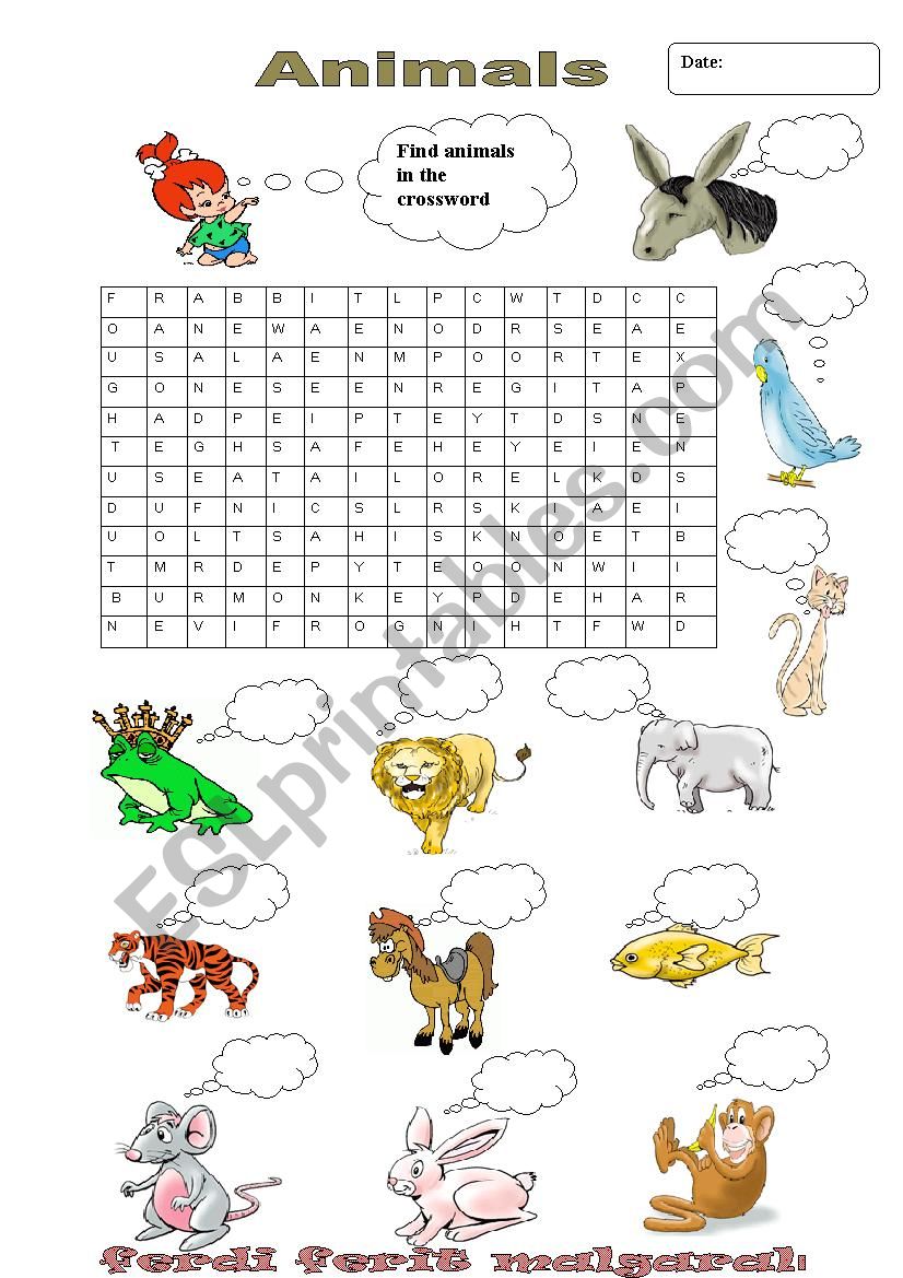 Animals..CROSSWORD worksheet