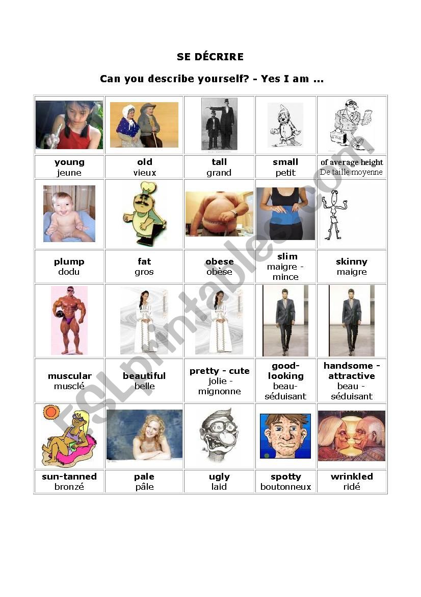 Describing people worksheet