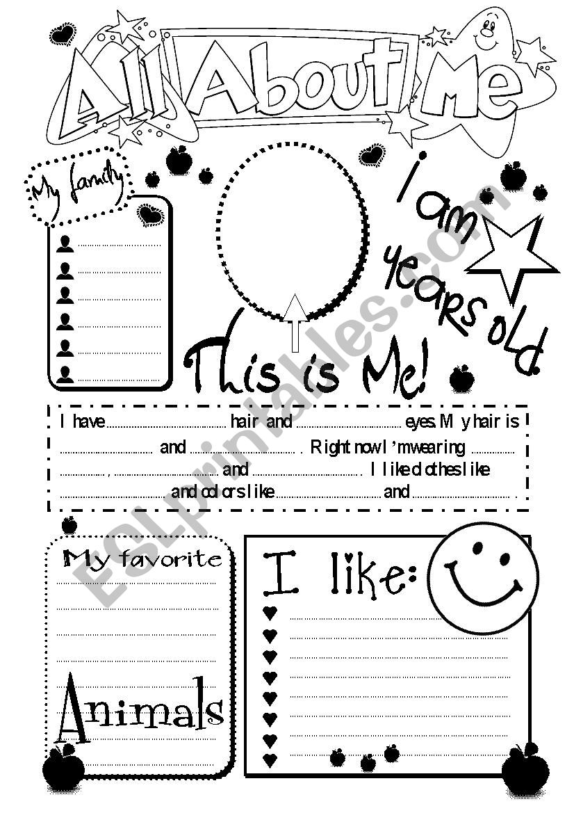 All About Me worksheet