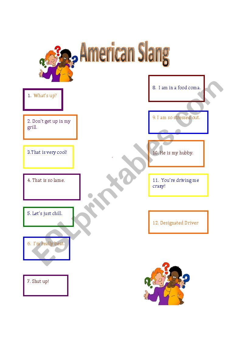 American Slang! (3 Pages) worksheet