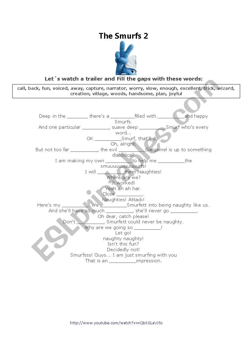 The  smurf 2 worksheet