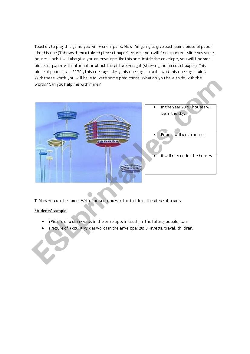 prediction game worksheet