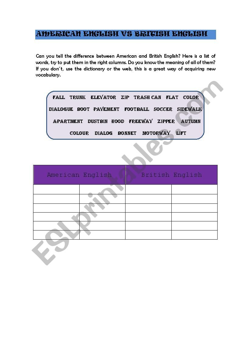 american-vs-british-english-esl-worksheet-by-teachersil27