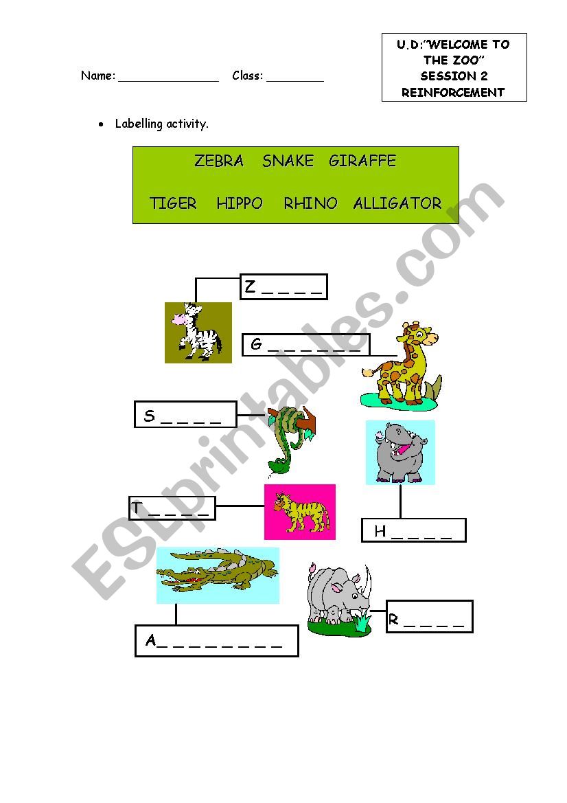 Labellin zoo animals worksheet