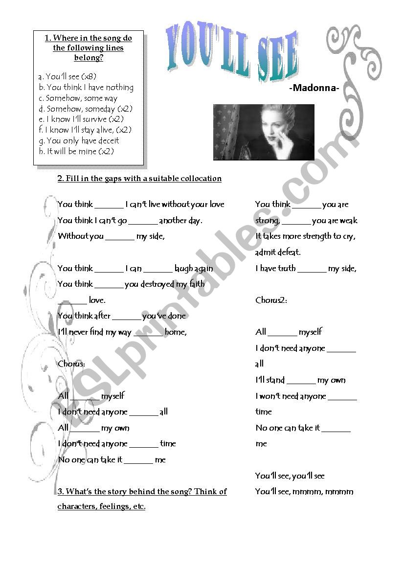 Youll See- Madonna worksheet
