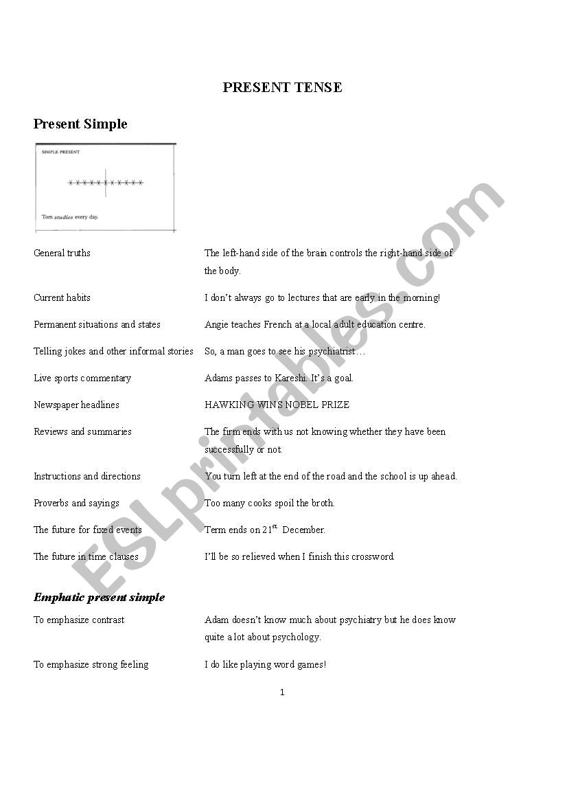 Present tenses  - theory and practice