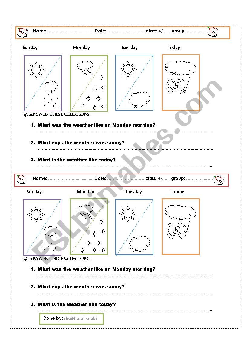 weather  worksheet