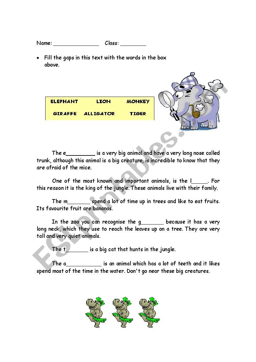 Gap fill worksheet