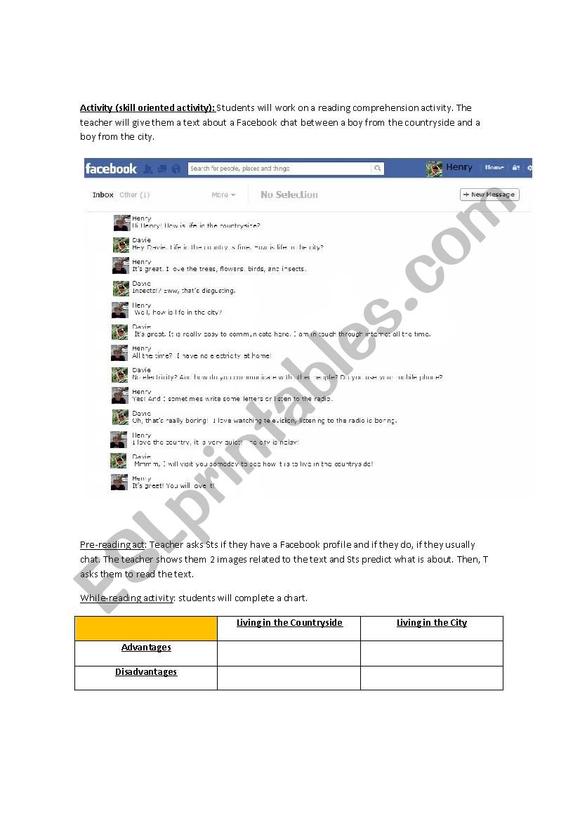 the city and the countryside worksheet