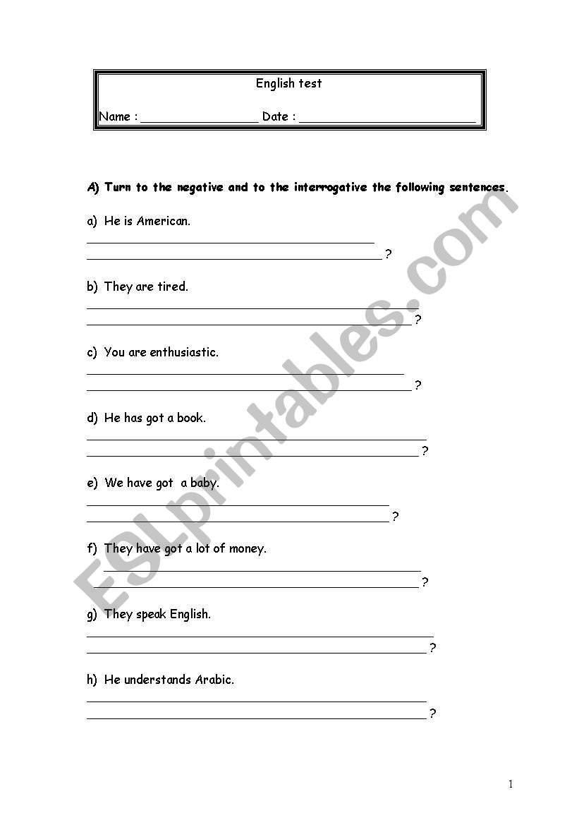 Negative and interrogative sentences + adverbs of frequency