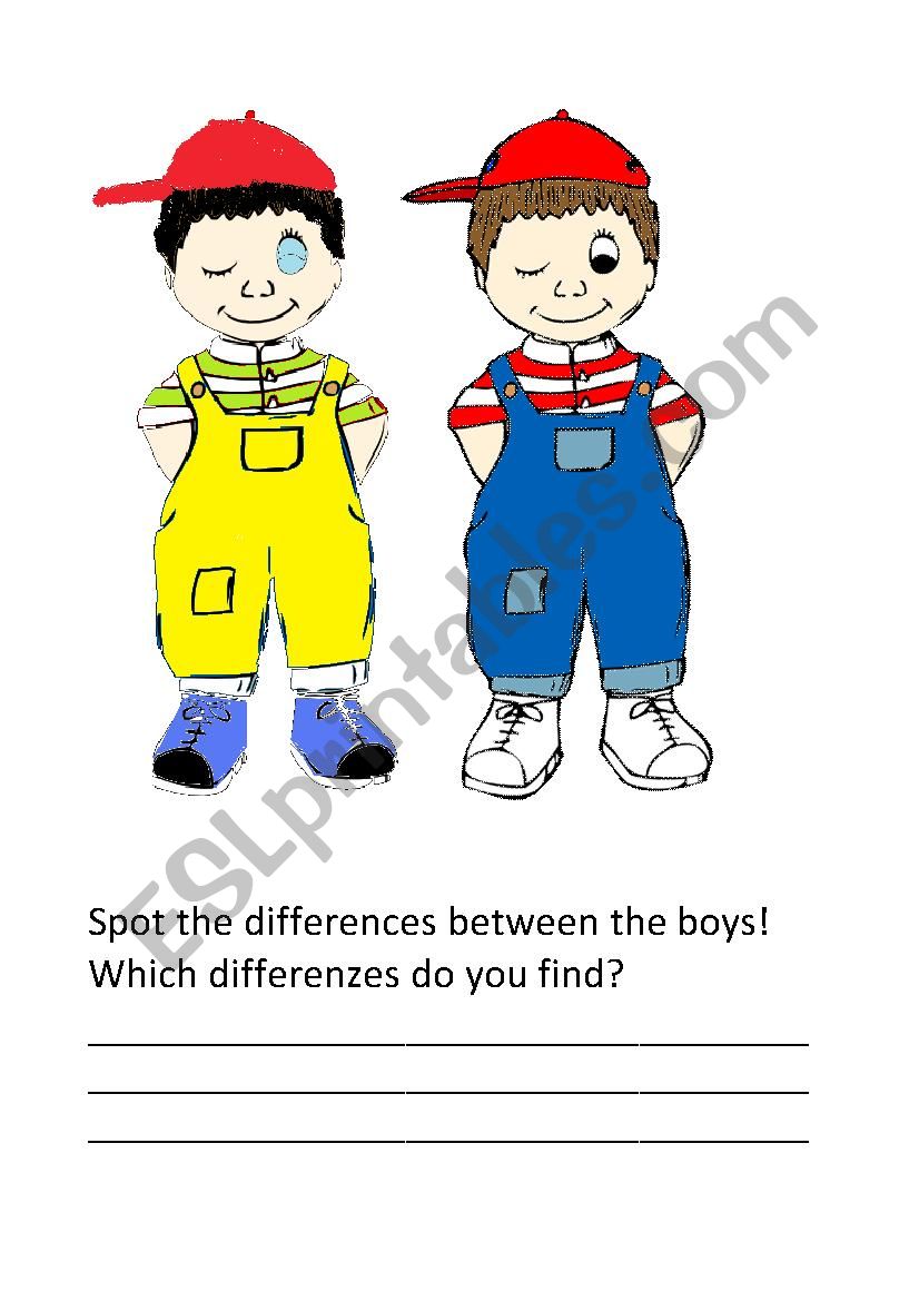 Spot the differences worksheet