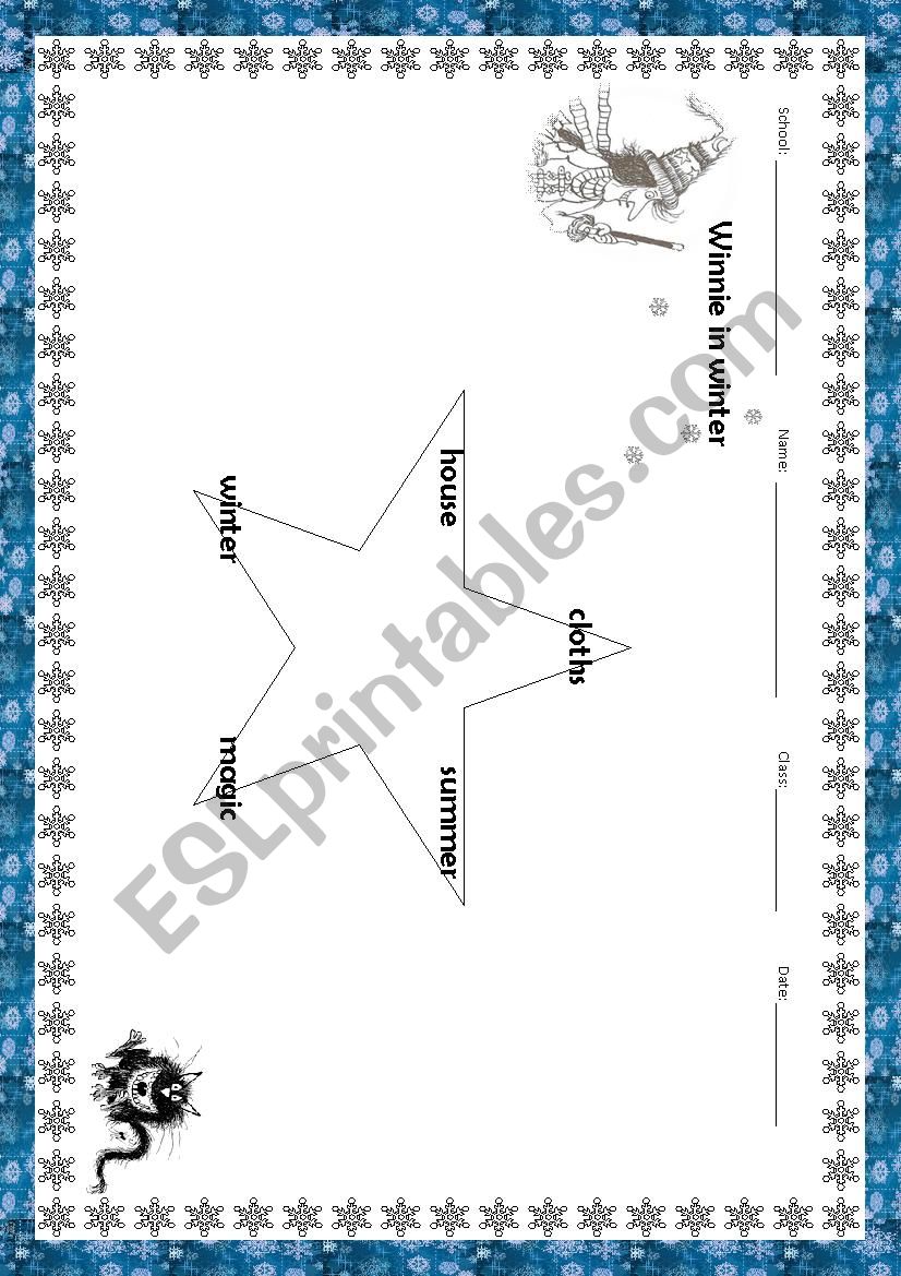 Winnie in Winter Star Diagram worksheet