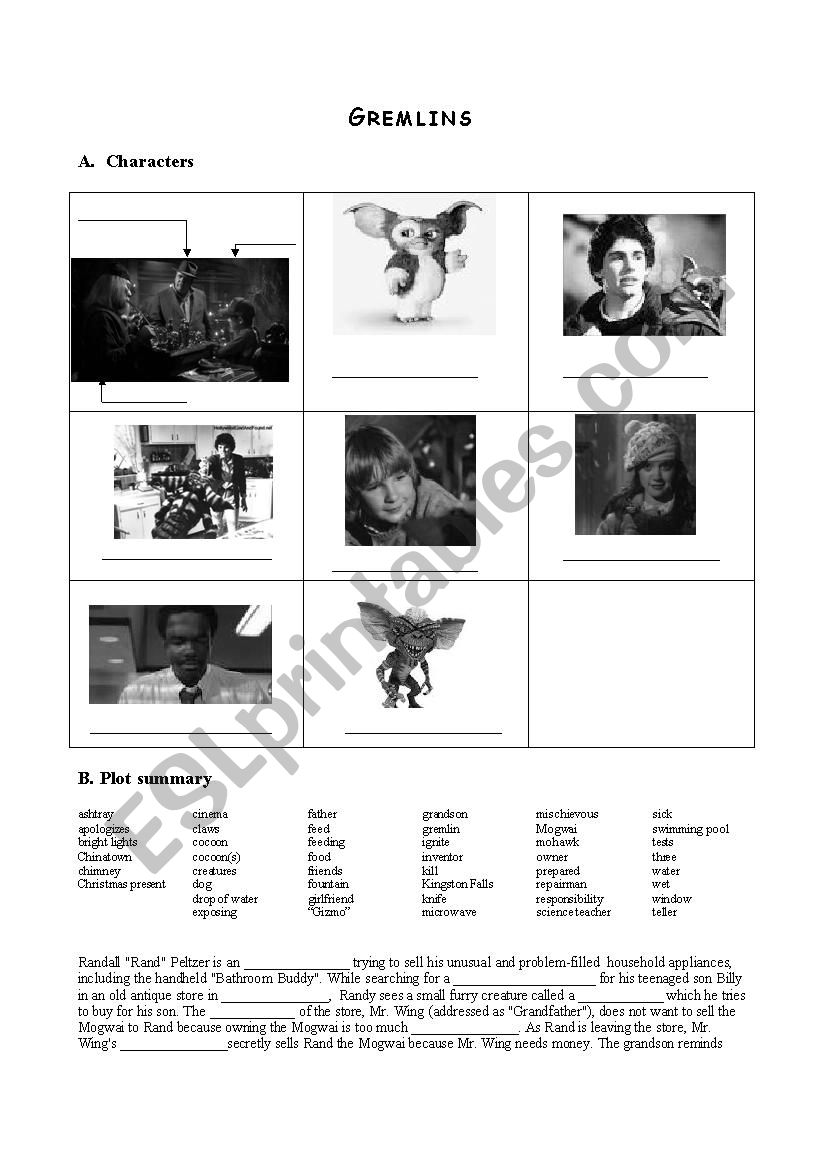 The Gremlins worksheet