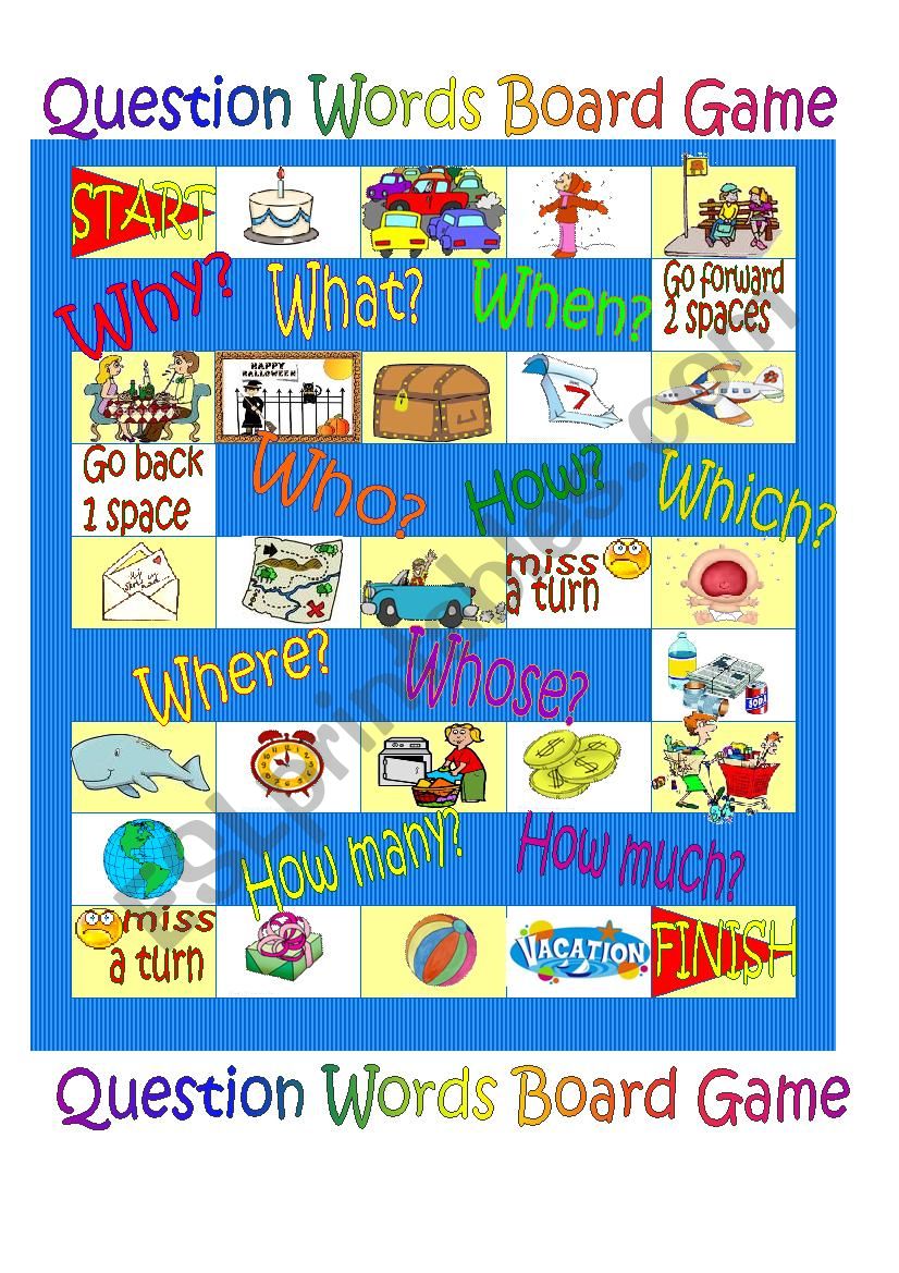 Board Game - Question Words worksheet