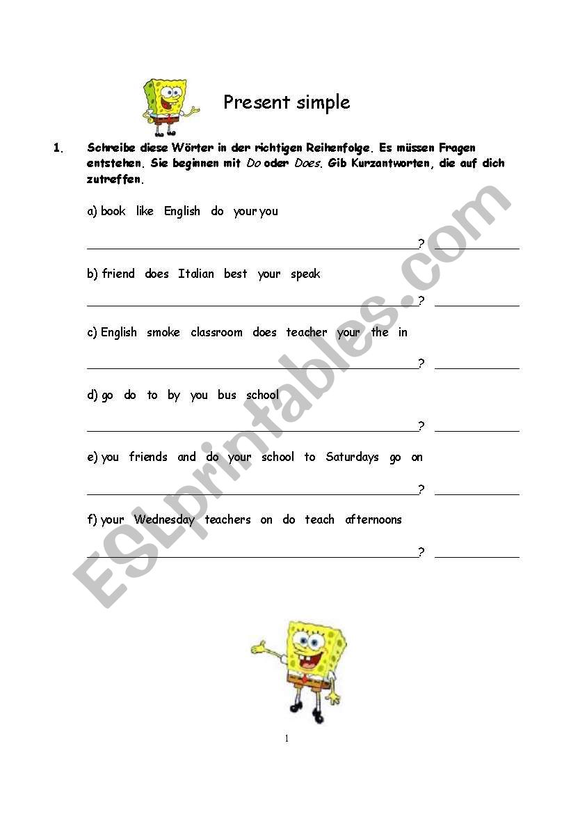 present simple worksheet