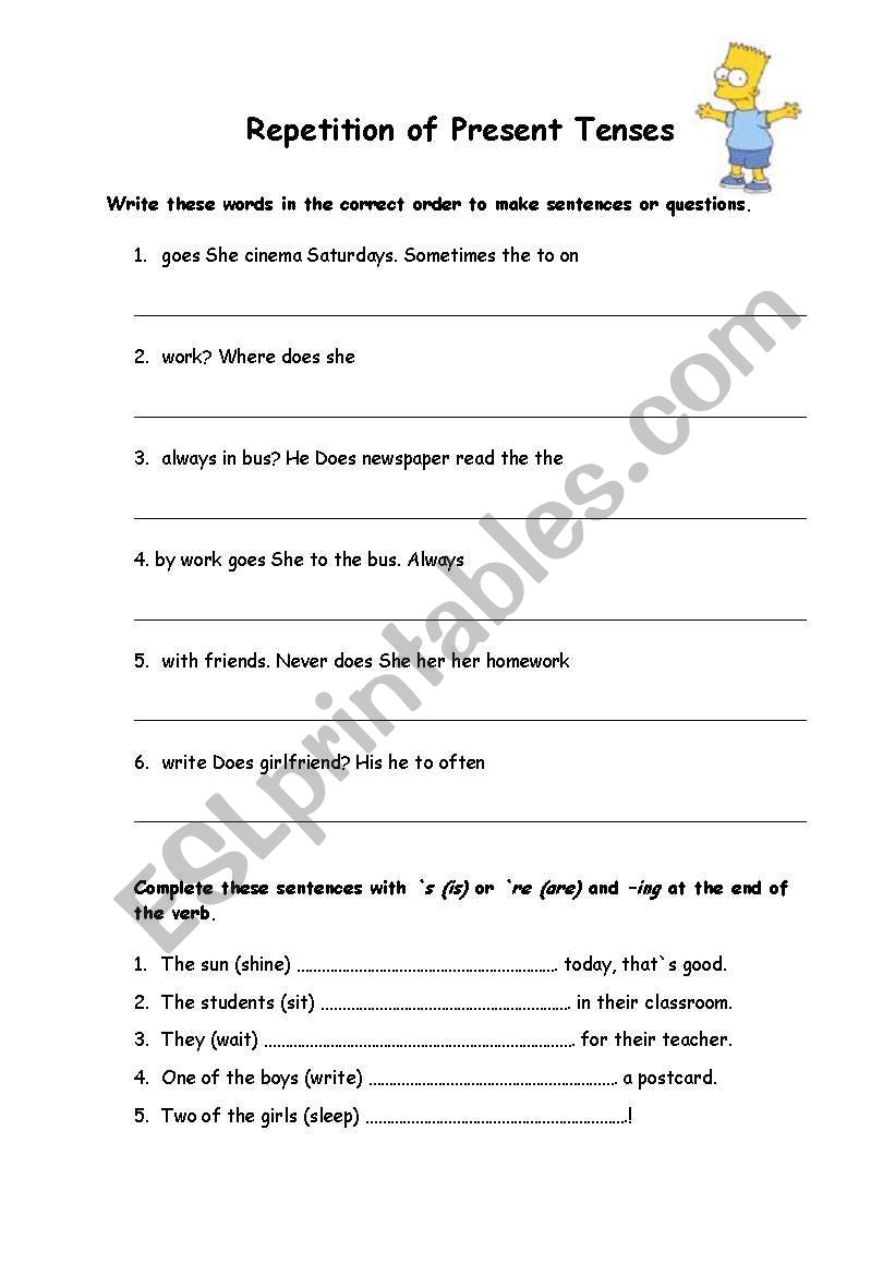 present tenses worksheet